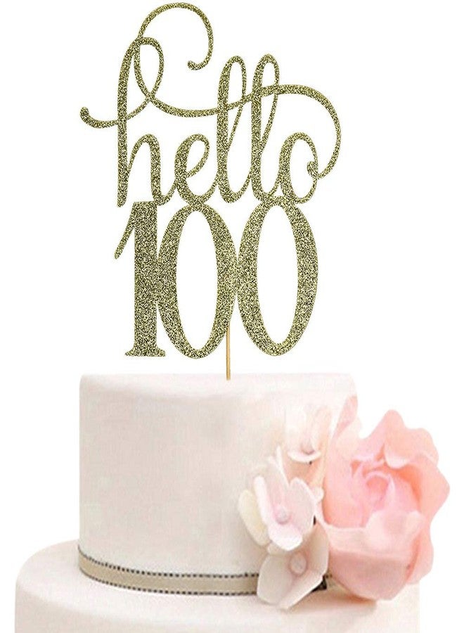 فيستيكو زينة كعكة "Festiko®Hello 100" للاحتفال بالذكرى المئوية لأعياد الميلاد وحفلات الزفاف، لون ذهبي لامع - Image 1